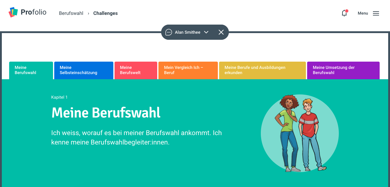 Profolio Kapitelübersicht in der Begleitlupe